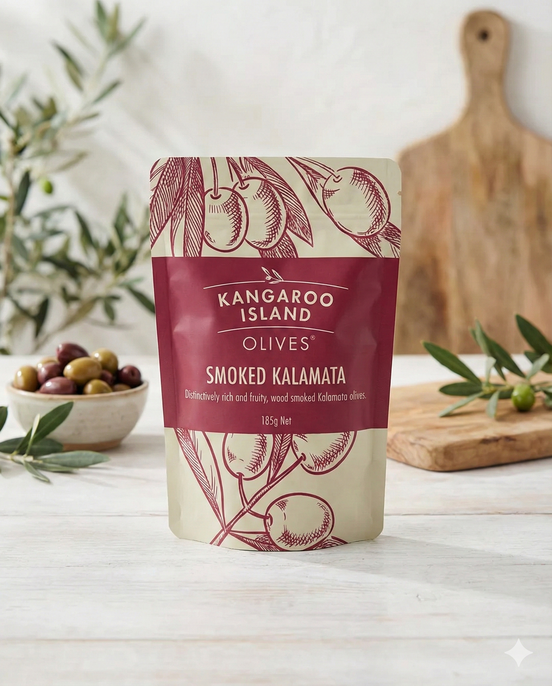 Kangaroo Island Olives Smoked Kalamata 185 grams