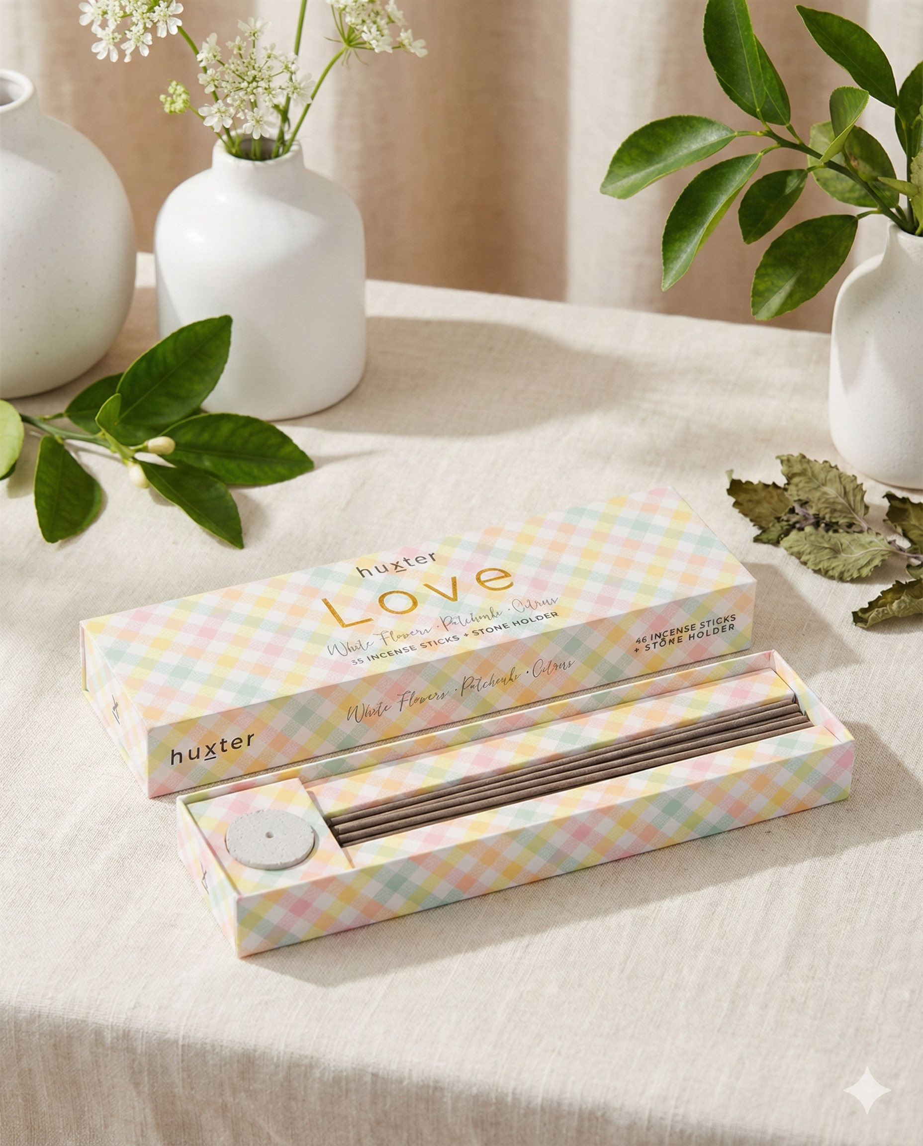 Huxter Incense Sticks Pastel Check Love
