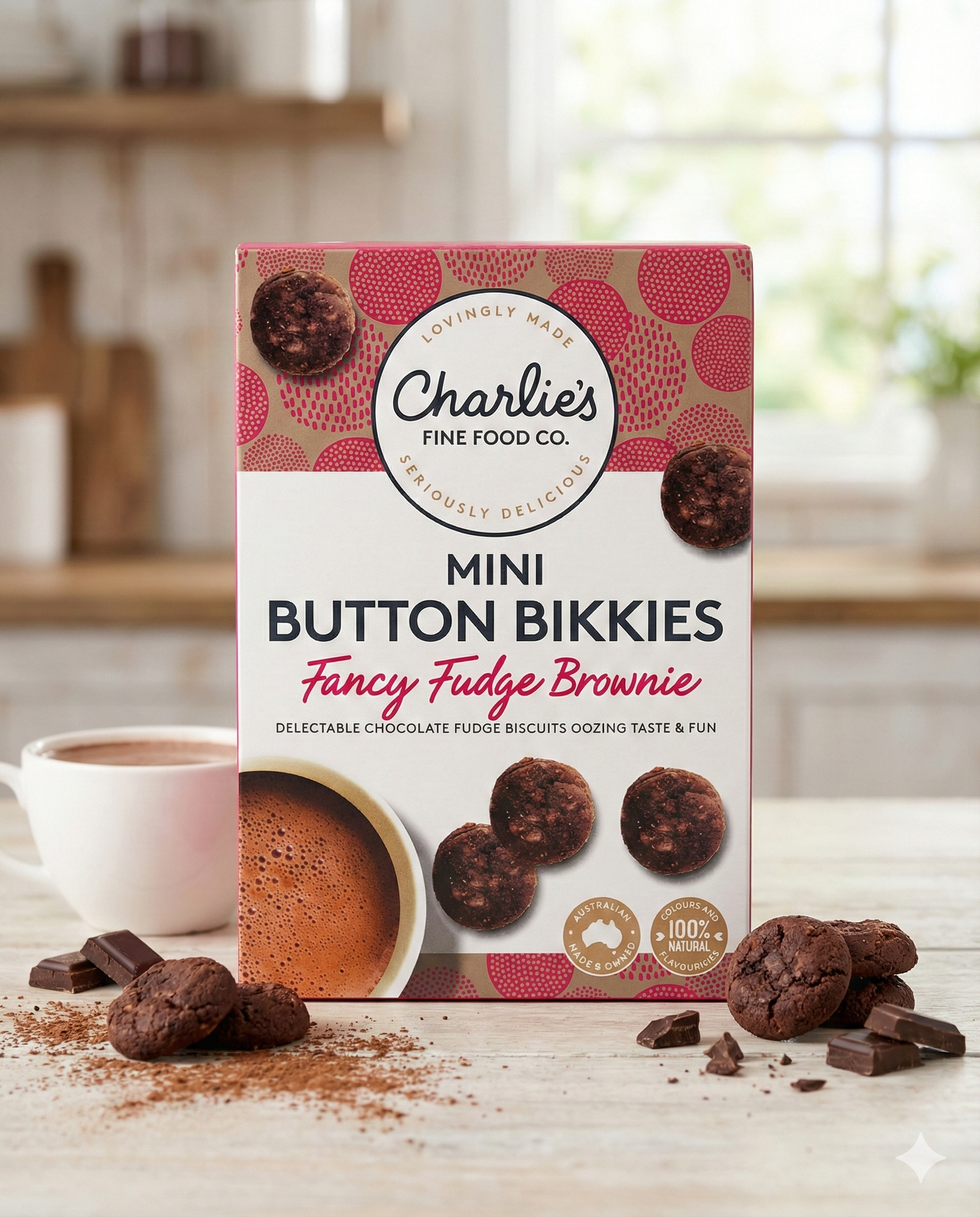 Mini Button Bikkies Fancy Fudge Brownie
