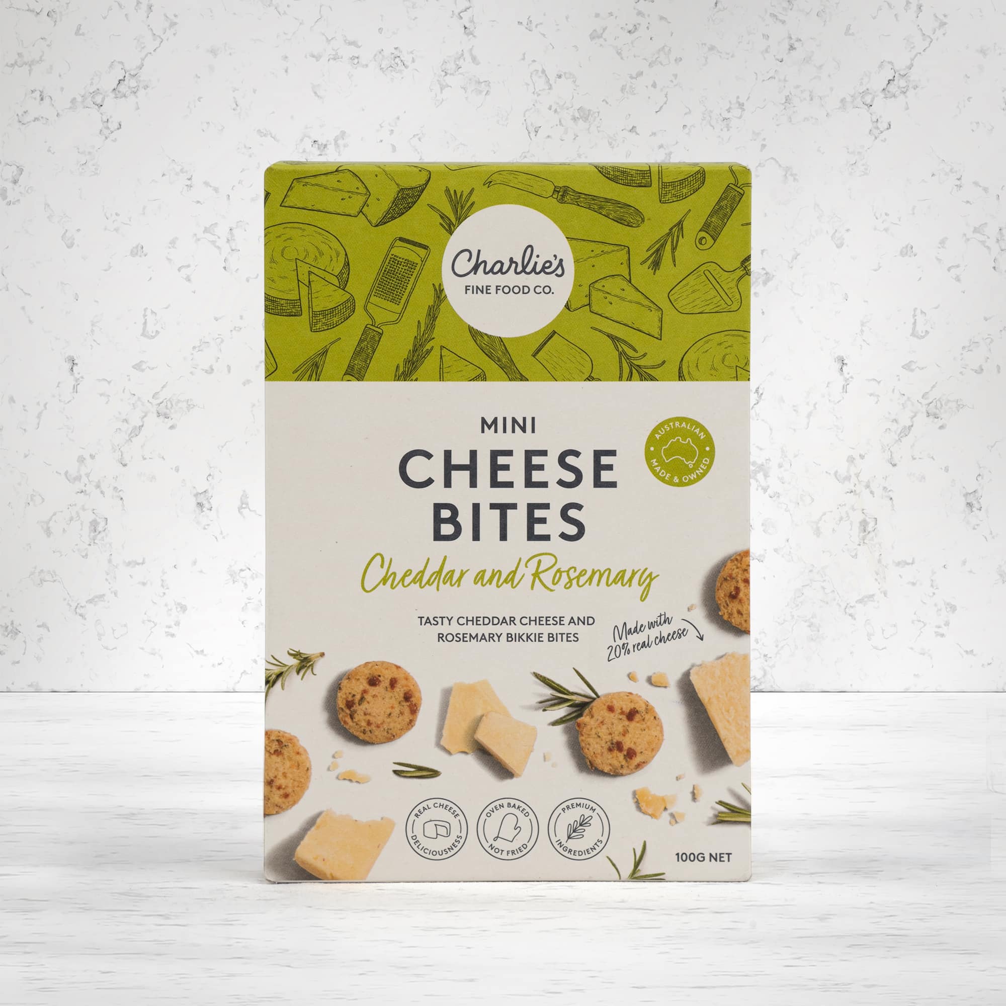 Charlie's Cheddar and Rosemary Mini Cheese Bites Biscuits 100 grams