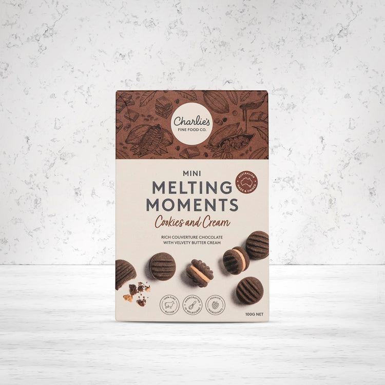 Charlie's Cookies and Cream Mini Melting Moments Biscuits 100 grams - The Hamper Boutique Co