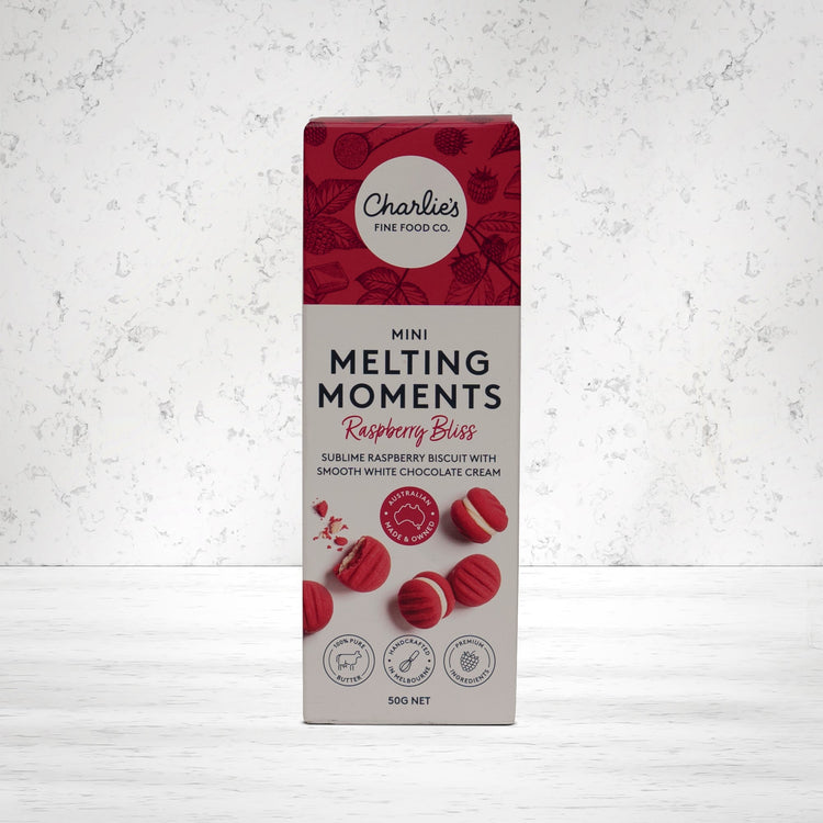 Charlie's Raspberry Bliss Mini Melting Moments Biscuits 50 grams - The Hamper Boutique Co