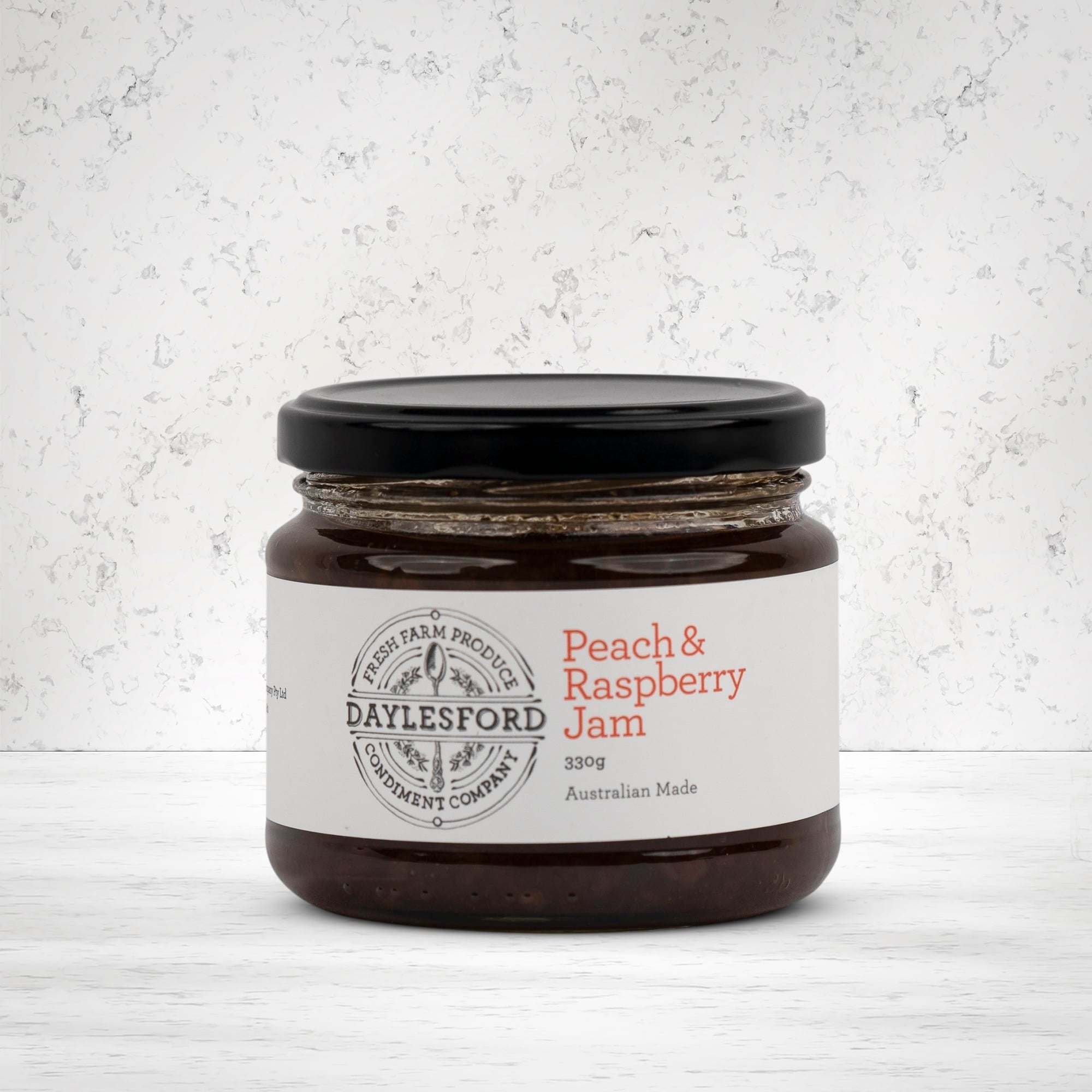 Daylesford Condiment Company Peach and Raspberry Jam 330 grams - The Hamper Boutique Co