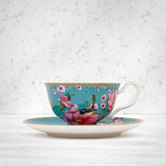 Maxwell and Williams Teas and C's Silk Road Footed Cup and Saucer Aqua Gift Boxed 200 ml