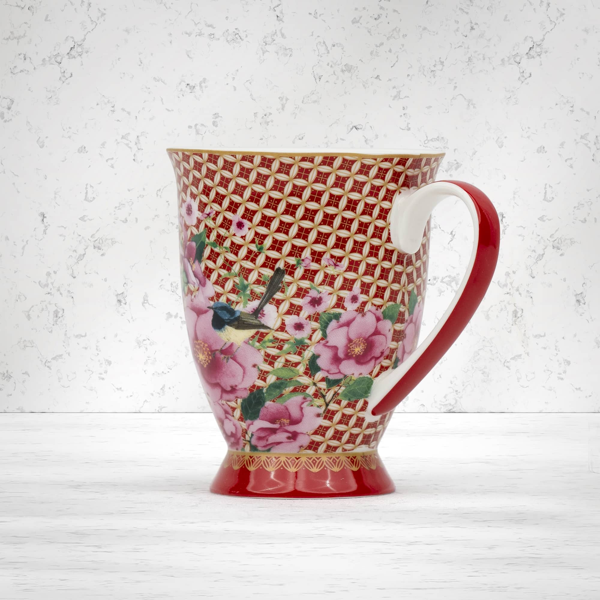Maxwell and Williams Teas and C's Silk Road Footed Mug 300 ml Cherry Red Gift Boxed - The Hamper Boutique Co