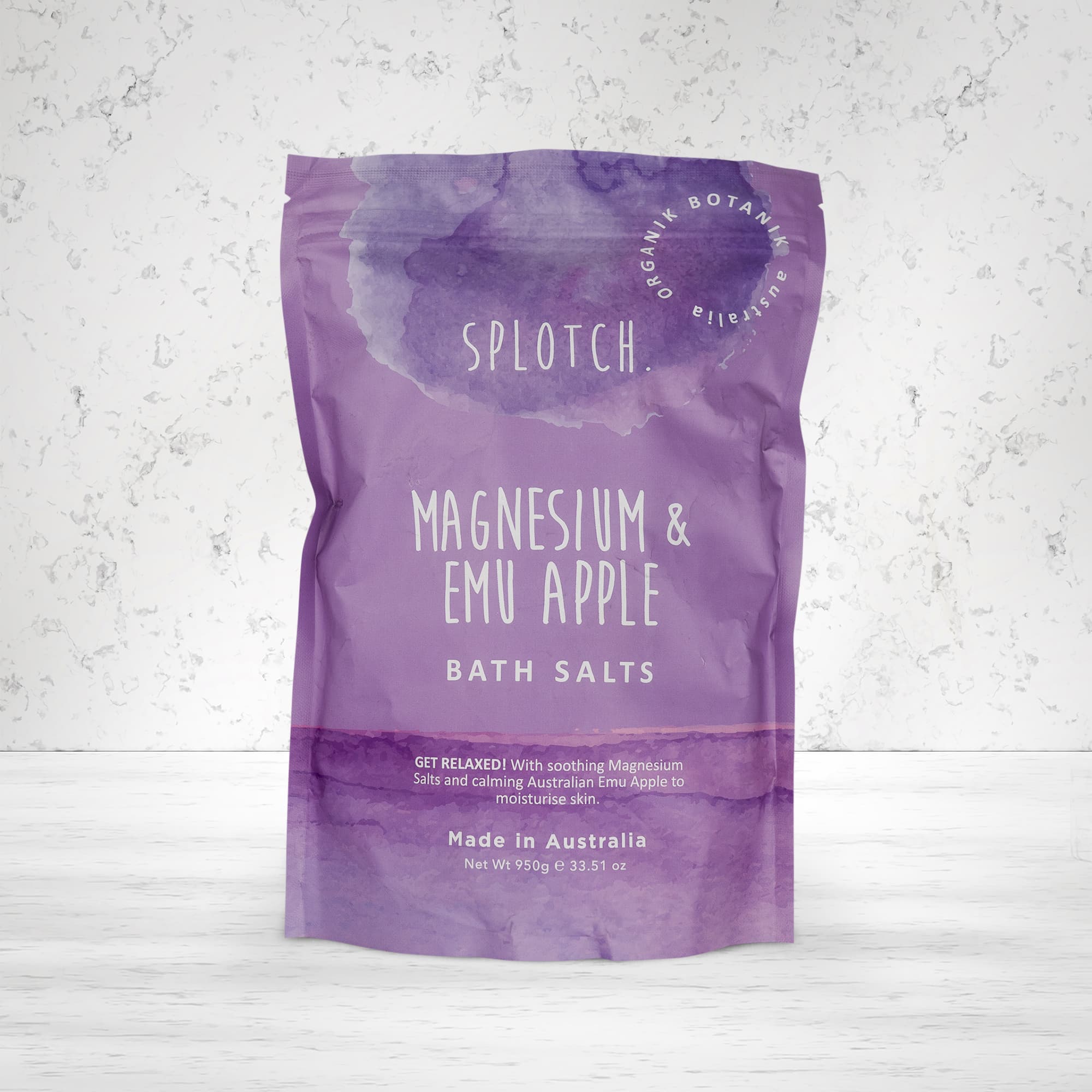 Organik Botanik Splotch Magnesium and Emu Apple Bath Salts 950 grams - The Hamper Boutique Co