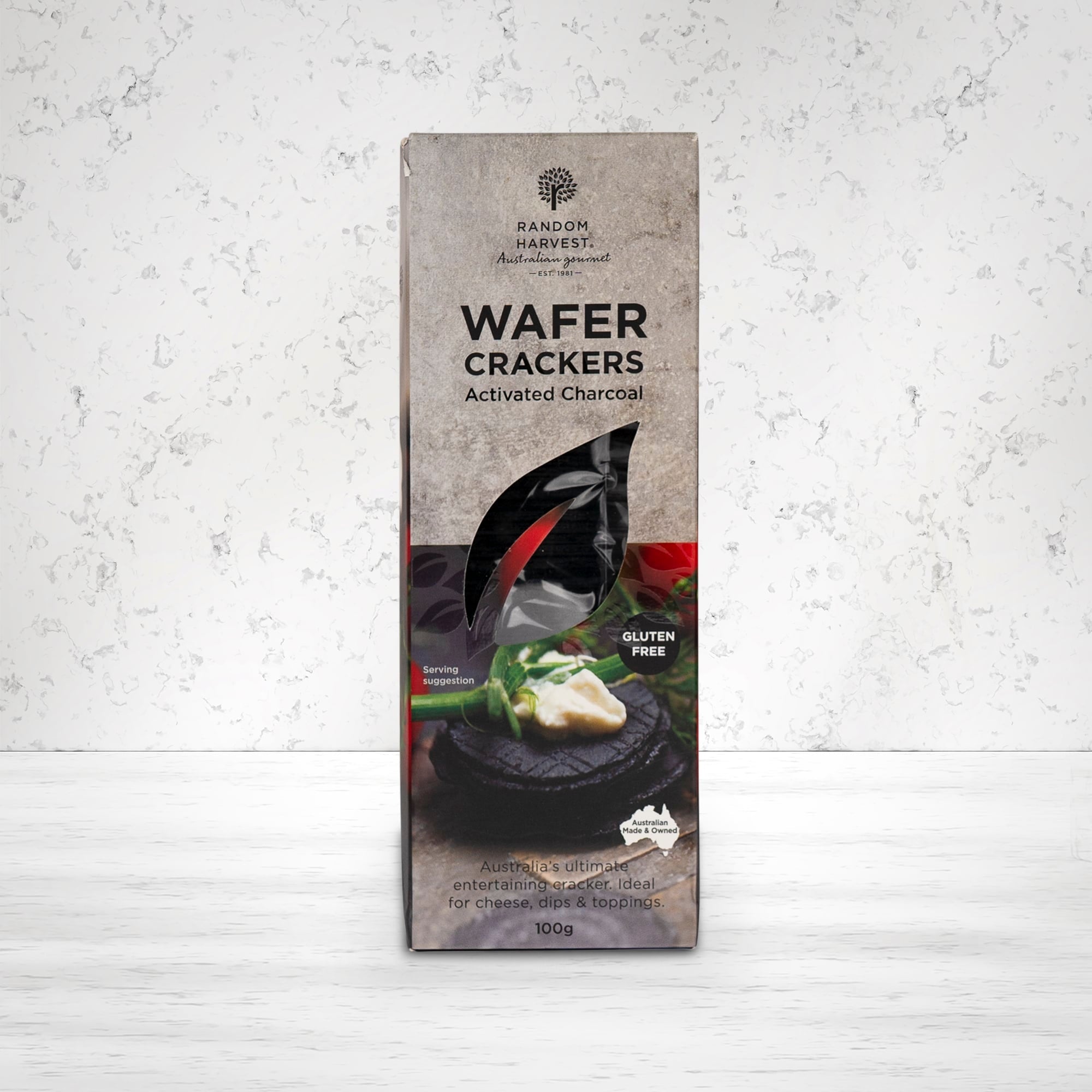 Random Harvest Wafer Crackers Activated Charcoal 100 grams - The Hamper Boutique Co