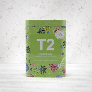 T2 Tea Green Rose Teabag Icon Tin 25 Bags - The Hamper Boutique Co