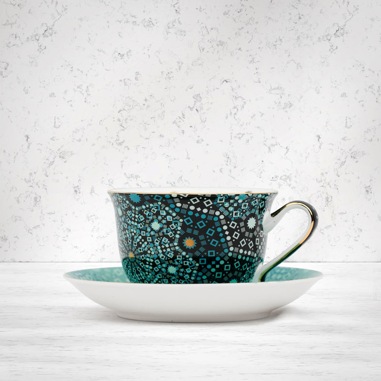 T2 Tea Moroccan Tealeidoscope Generous Cup and Saucer Green - The Hamper Boutique Co