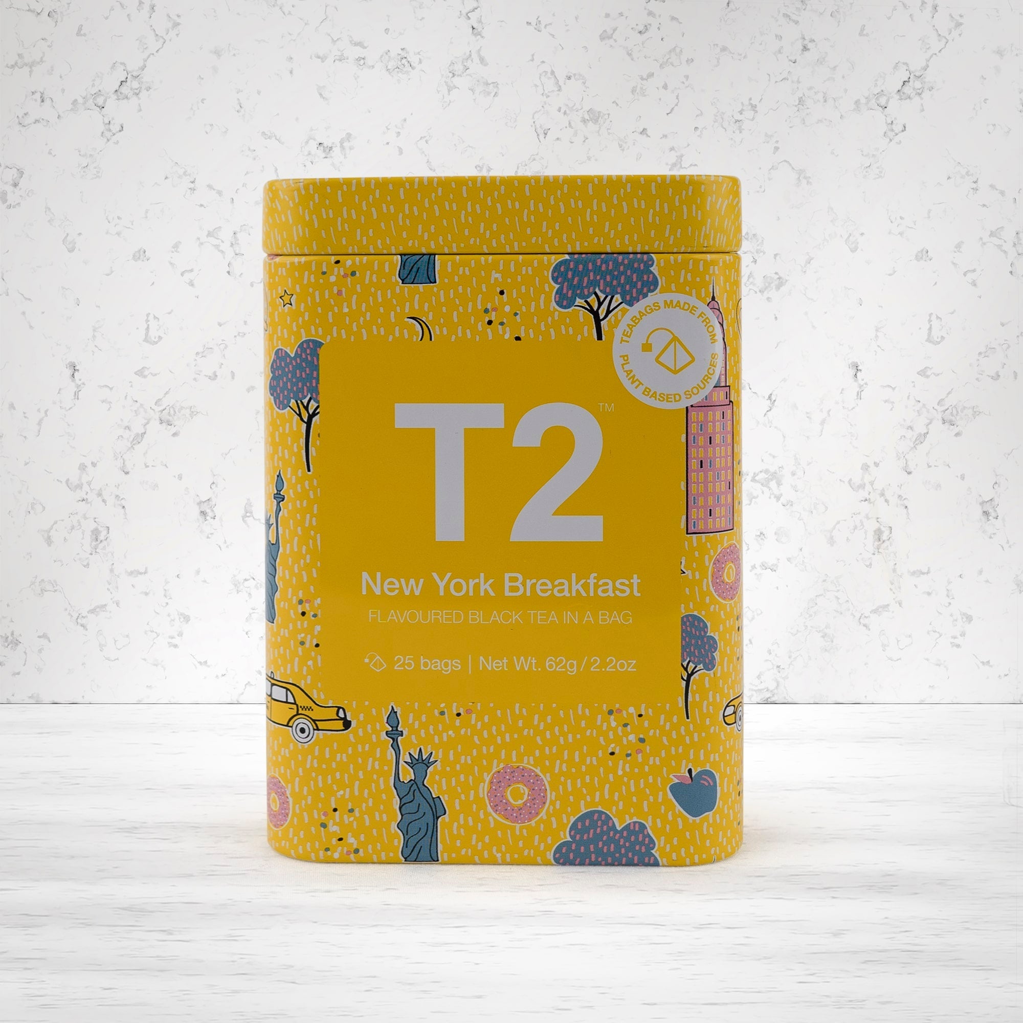 T2 Tea New York Breakfast Teabag Icon Tin 25 Bags - The Hamper Boutique Co